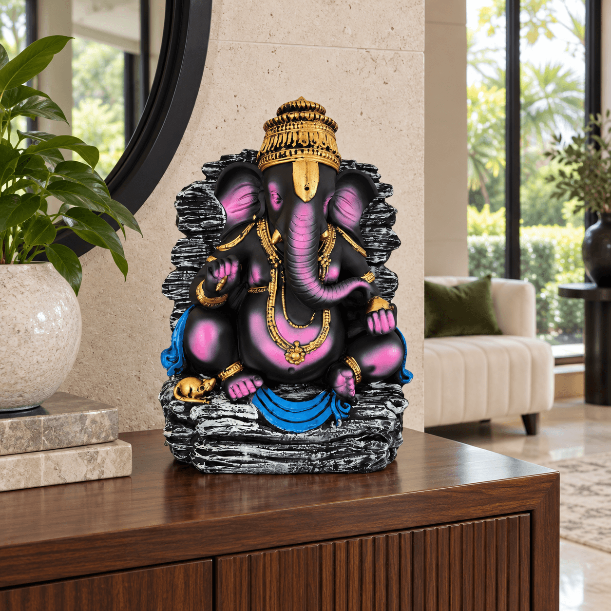 Premium Lord Ganesha Decorative Idol with Golden Detailing