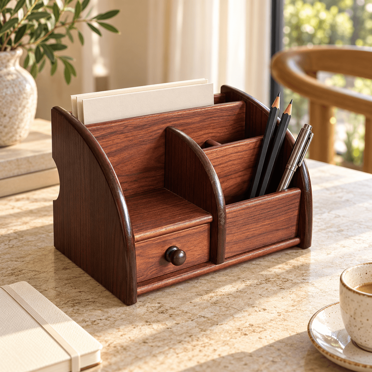 4+1 Pen Stand with Drawer