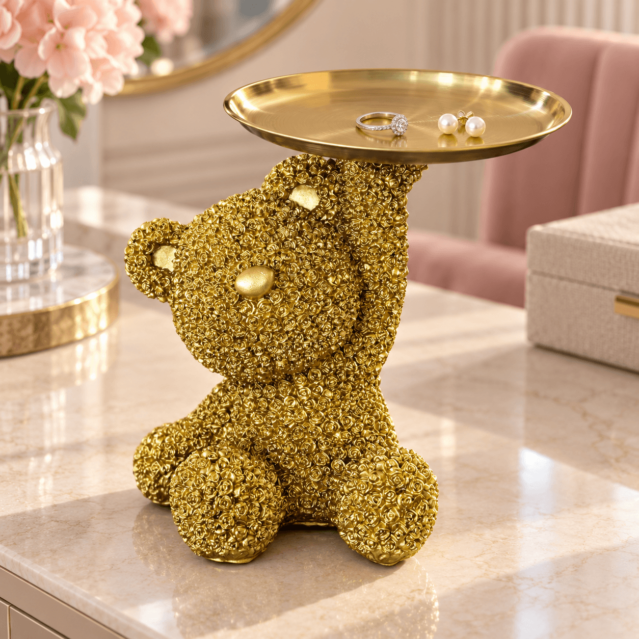 Golden Teddy with Tray