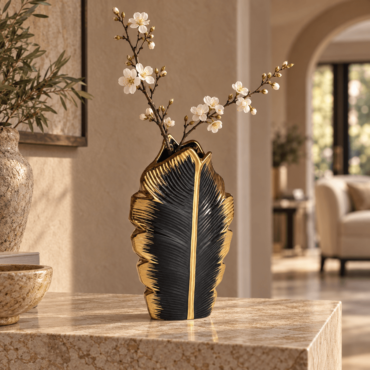 Black and Gold Leaf Vase