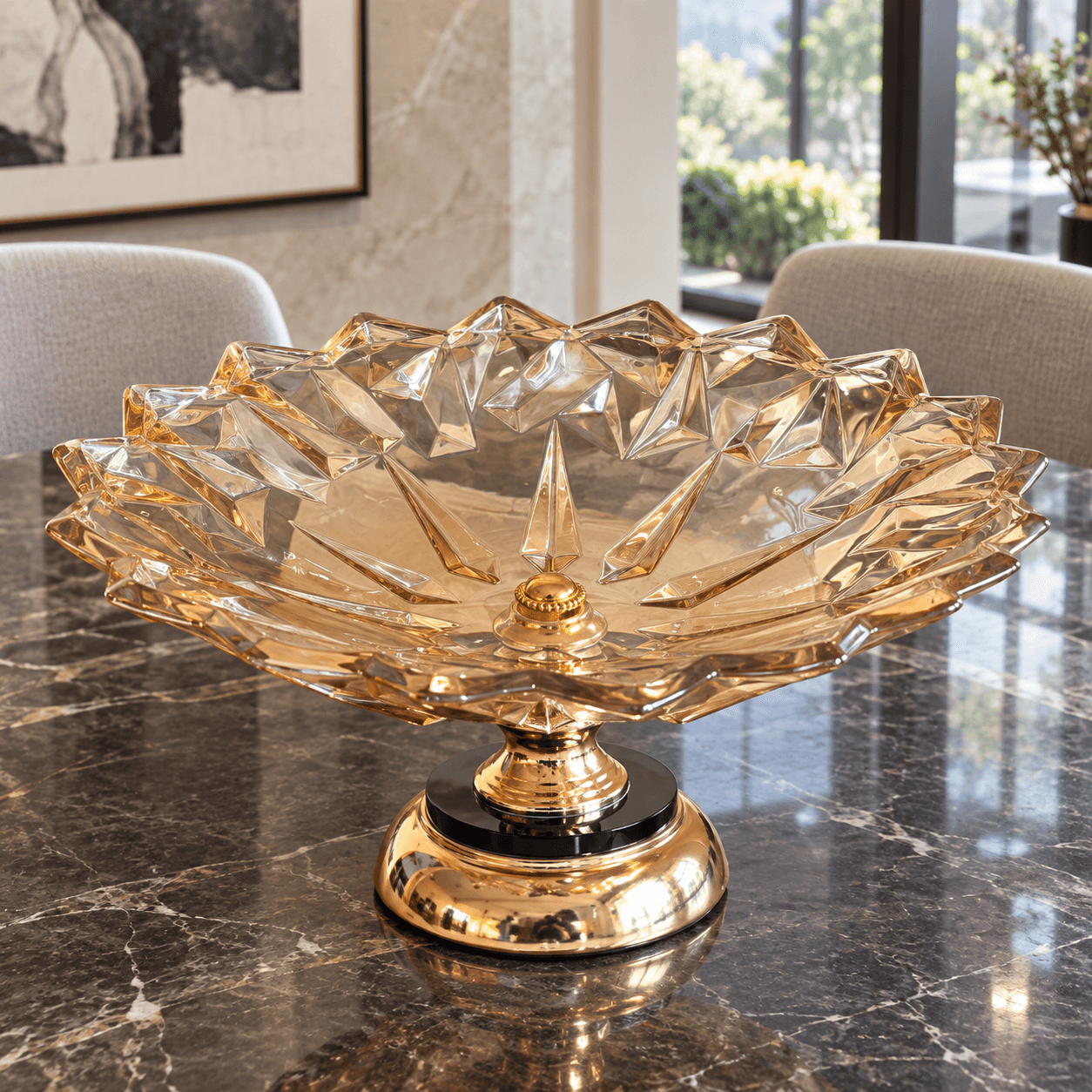 Wide Diamond-Cut Fruit Bowl
