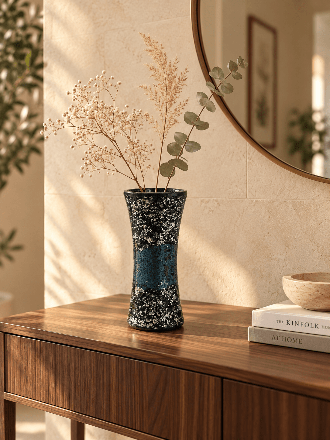 Decorative Ceramic Flower Vase with Mosaic Pattern | 30 cm