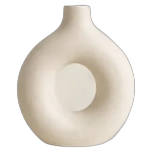 Cream ceramic donut vase